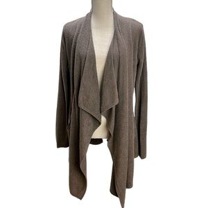 Barefoot Dreams Cozychic‎ Lite Taupe Waterfall Island Wrap Open Cardigan S/M 903